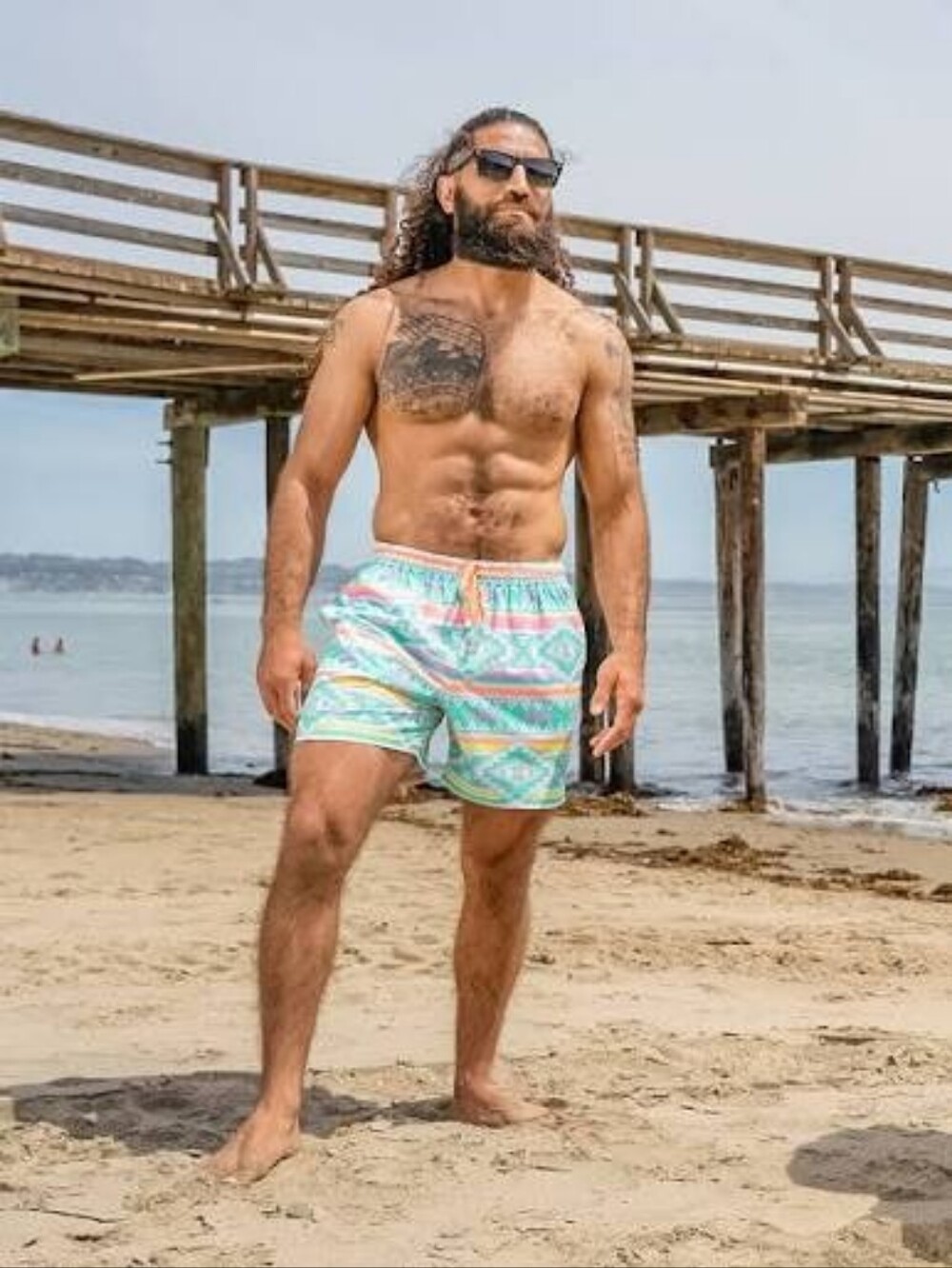 Chubbies Swim Trunks Mens 5.5 Inch Blue Aztec Fuegos Geo Mesh Brief Liner